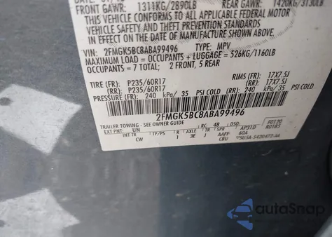 2010 Ford Flex Se из США, поврежденный, VIN 2FMGK5BC8ABA99496